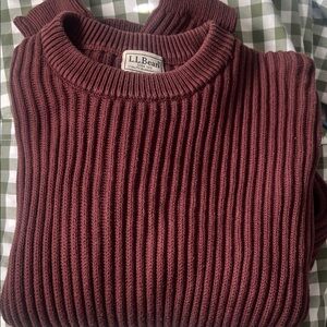 L.L. Bean vintage 100% cotton sweater ribbed chocolate brown